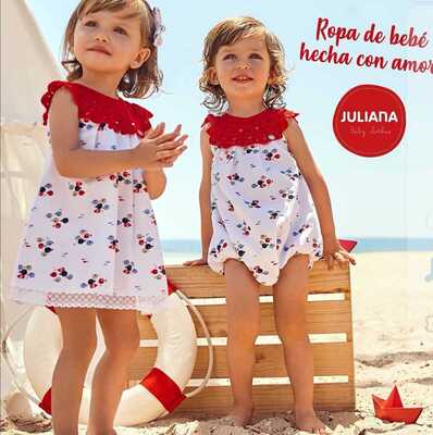 Juliana 小童夏款镂空针织拼接花卉连衣裙982/包屁衣970