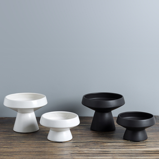 新中式古典禅意高脚花器花盆陶瓷日式文竹小绿植客厅插花器皿