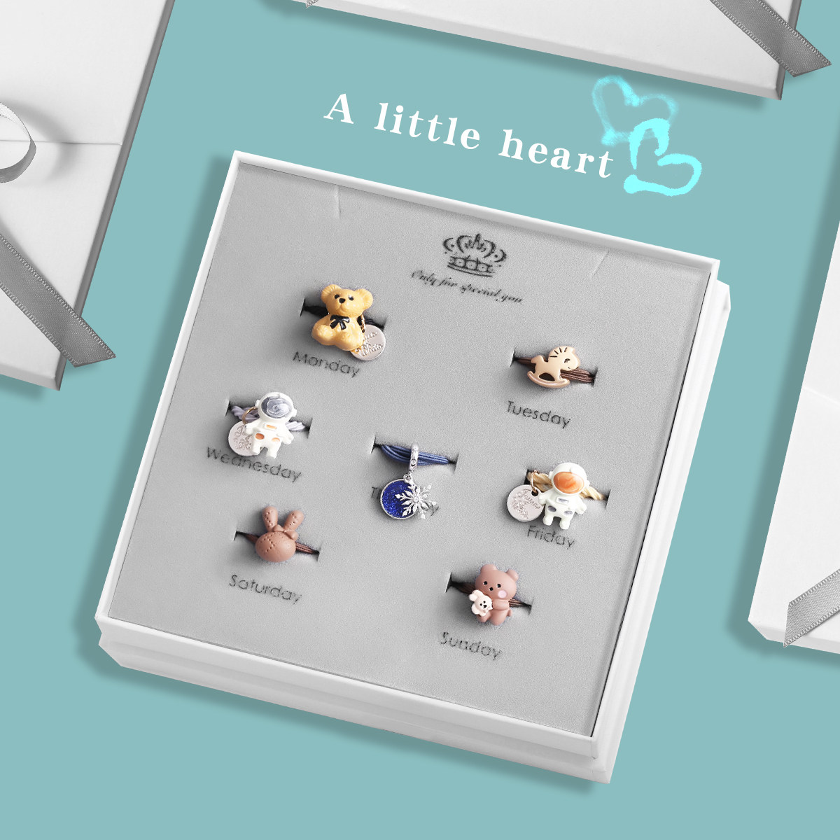 925纯银雪花吊坠皮筋星期发绳