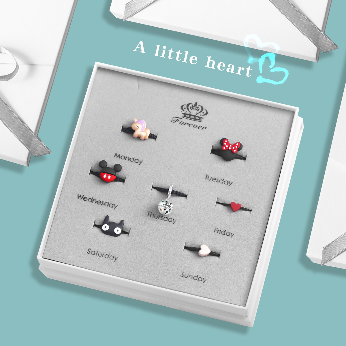 星期发饰套装925纯银铃铛