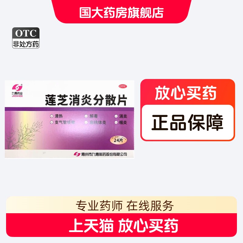 九惠药业 莲芝消炎分散片 24片清热解毒消炎支气管咳嗽扁桃体炎