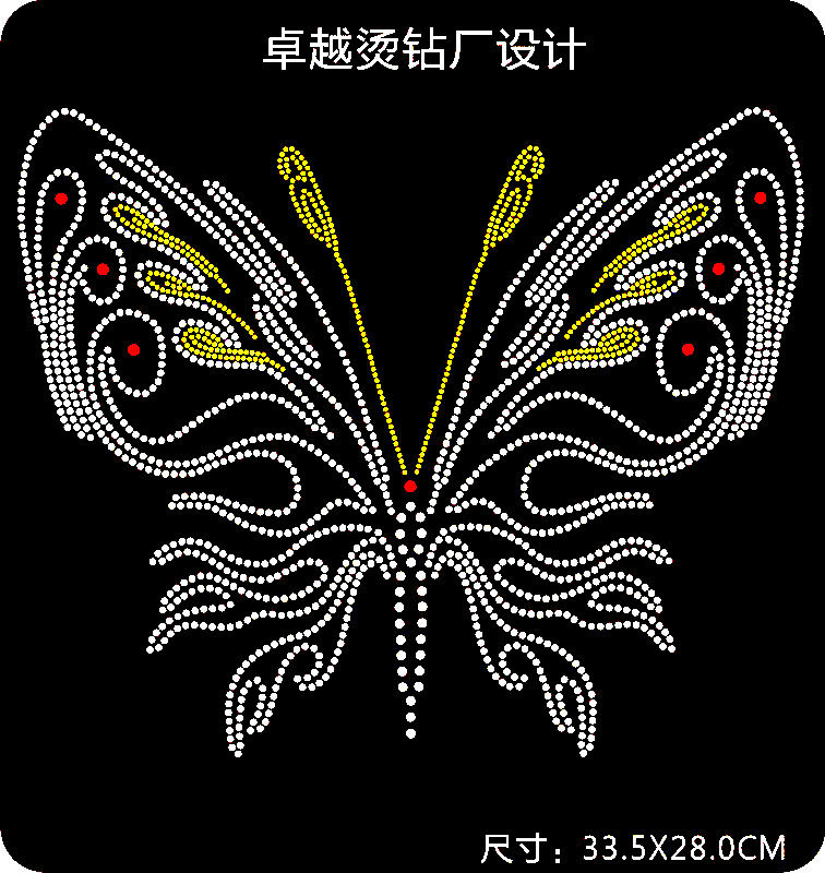 烫钻图烫钻烫图成品图胸前大图蝴蝶图案毛衫烫钻水钻