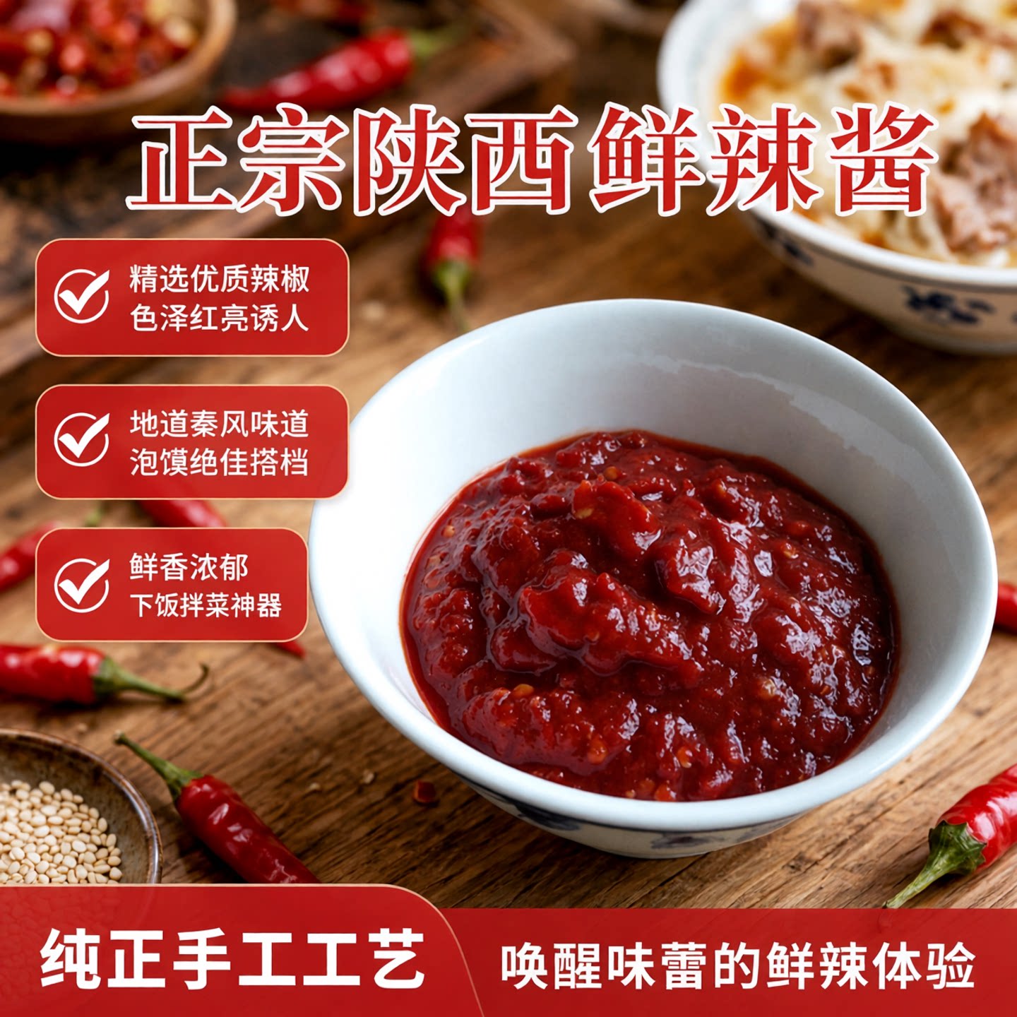 陕西羊肉泡馍专用辣椒酱西安泡馍辣子酱下饭蔡拌饭酱辣椒酱小包装