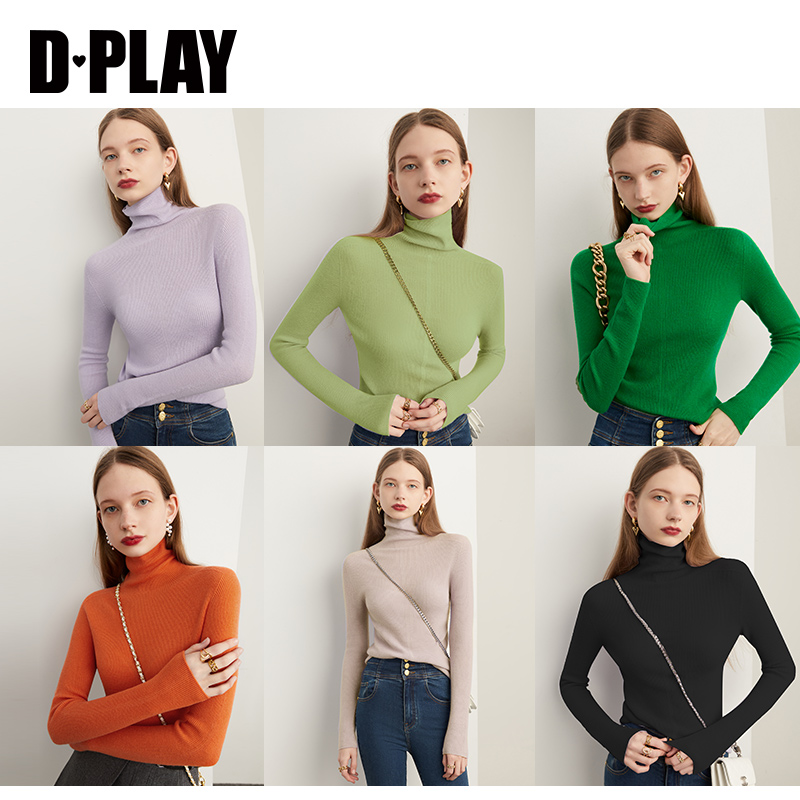秋冬全羊毛打底衫DPLAY高领