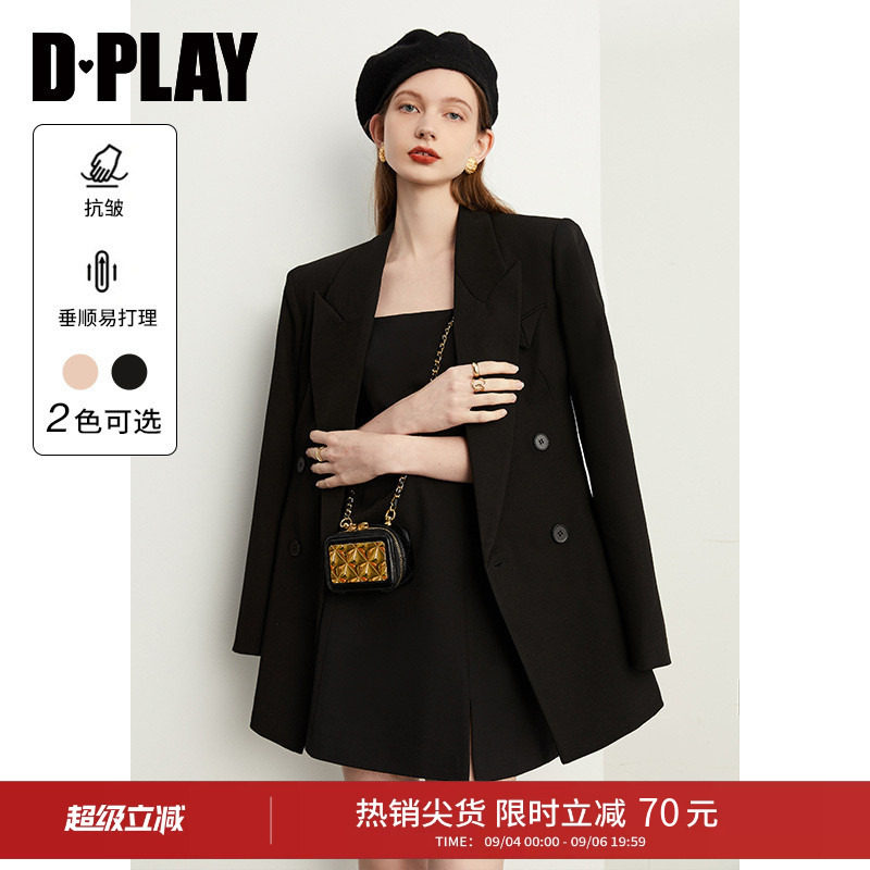 DPLAY新款高级黑色西装好看气质休闲时尚外套上衣女宽松2026秋季