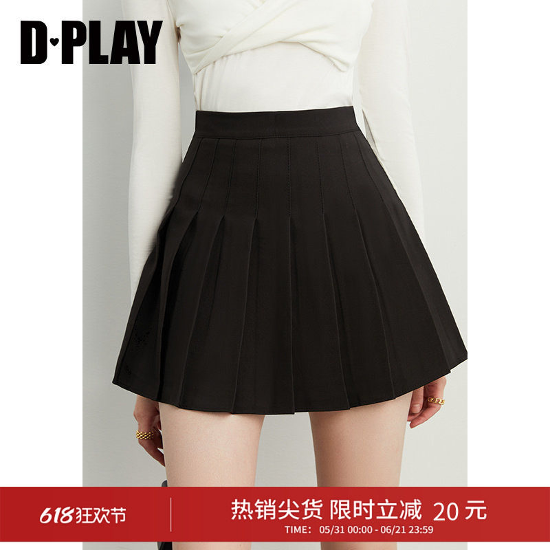 DPLAY【惠品】新款JK高级黑色半身裙女短裙毛呢百褶裙2026春季