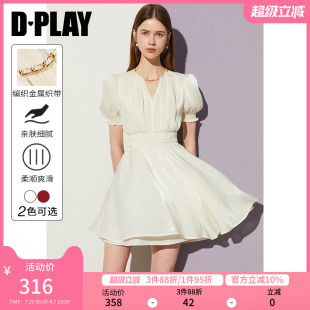 海边度假沙滩裙短裙 DPLAY夏季 新款 气质法式 白色连衣裙女短袖