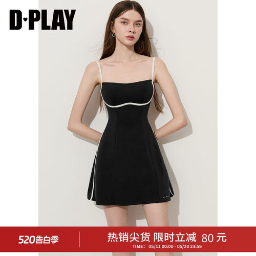 DPLAY黑色运动裙露背吊带连衣裙