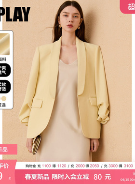DPLAY黄色西装极简气质时尚外套2026年春季新款通勤西服女