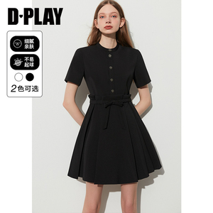 DPLAY秋现款法式小香风蝴蝶结显瘦气质赫本风小黑裙连衣裙女
