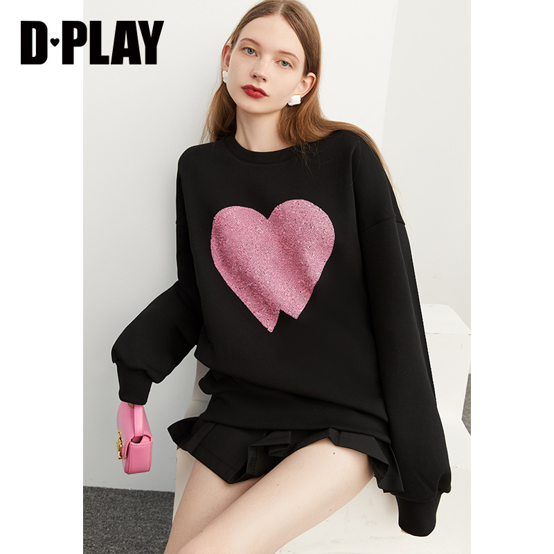 秋季黑色长袖DPLAYins风