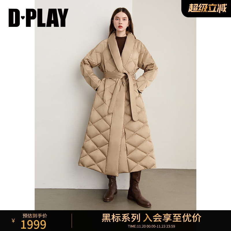 DPLAY【黑标鹅绒服】2025冬季卡其色羽绒服95白鹅绒插袋外套