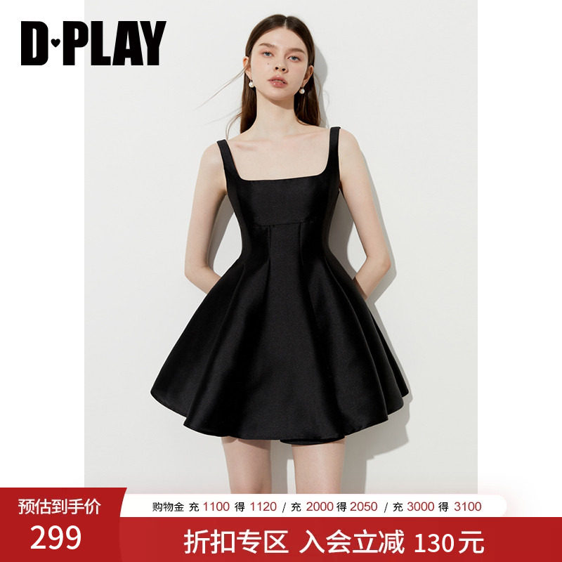 DPLAY夏季新款黑色连衣裙女法式短款礼服裙子小黑裙短裙图片
