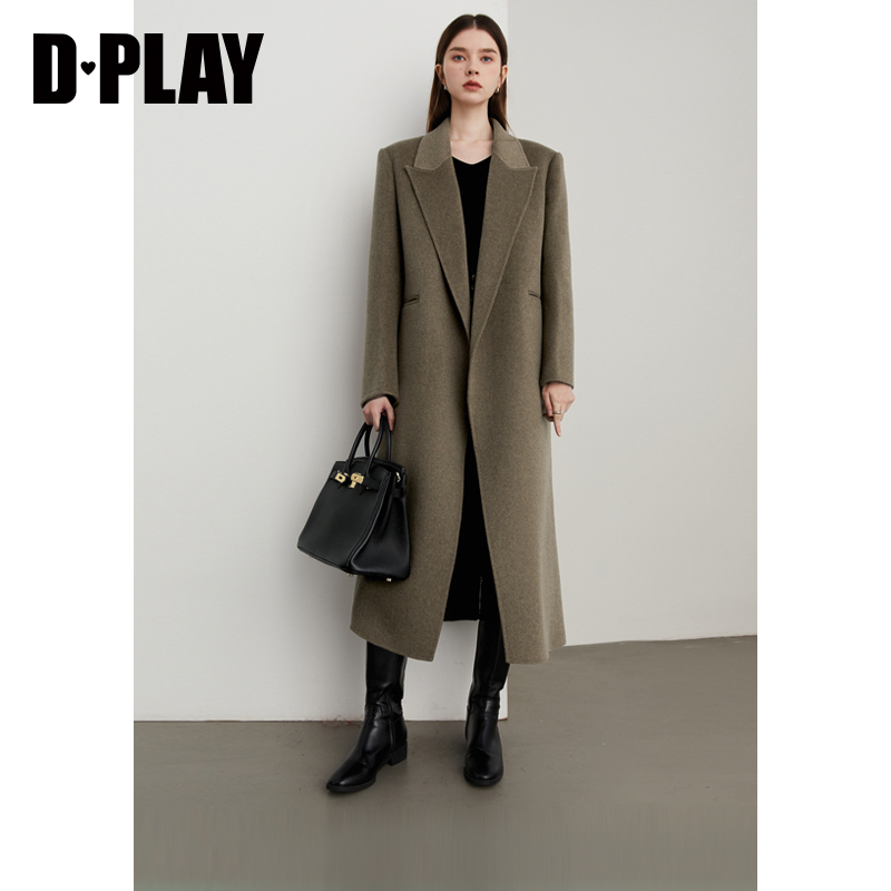 DPLAY枪驳领双面毛呢外套