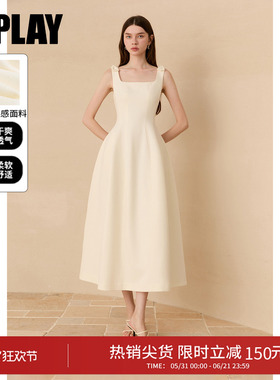 DPLAY领证白色礼服裙复古赫本收腰连衣裙长裙郁金香裙子2026年夏