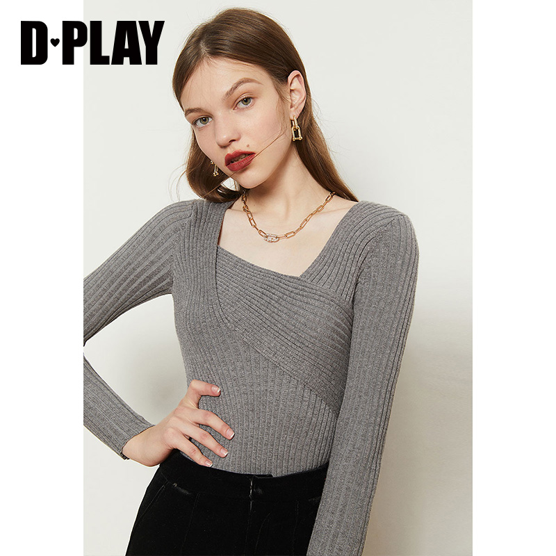 dplay德帕拉冬款灰色交叉打底衫