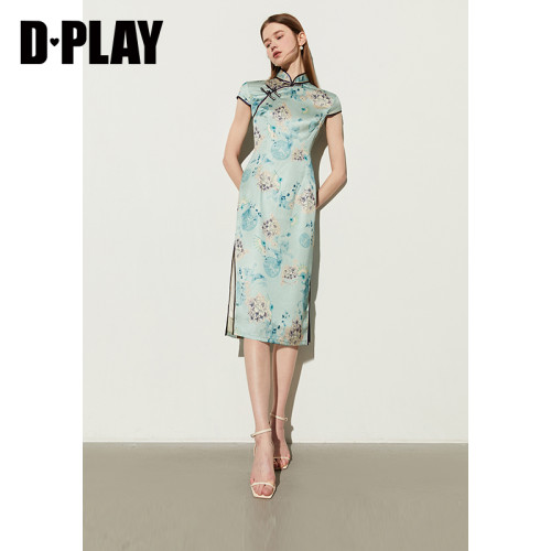dplay旗袍裙国风侧开衩旗袍裙
