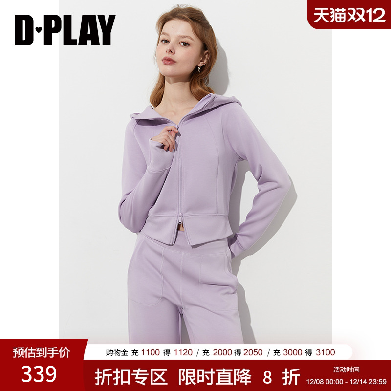 DPLAY连帽露指袖卫衣长袖