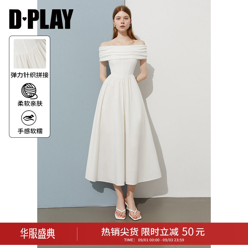 DPLAY一字肩白月光连衣裙图片