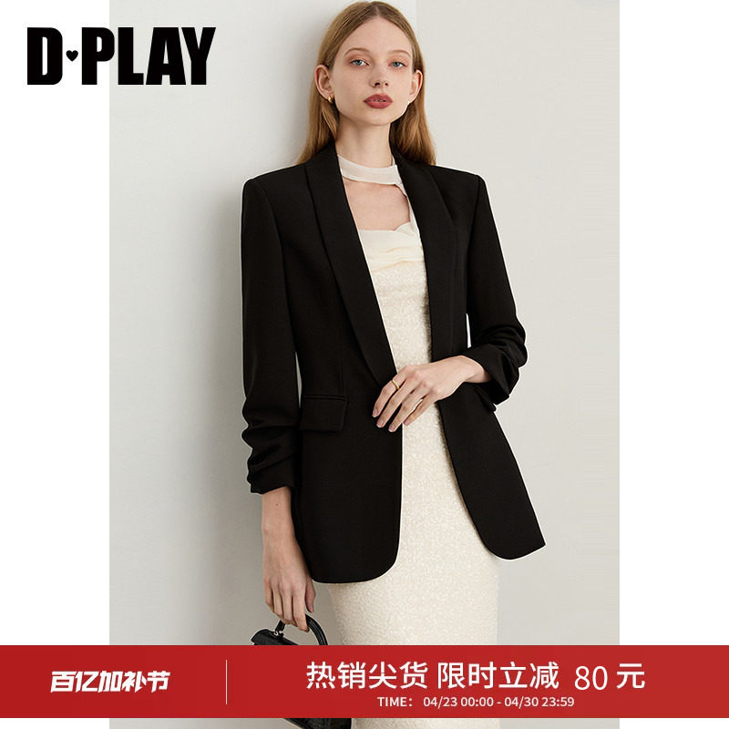 DPLAY【时髦通勤系列】秋季新款黑色西装外套女气质职业西服
