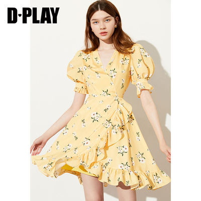 DPLAY夏季新款法式复古雏菊印花