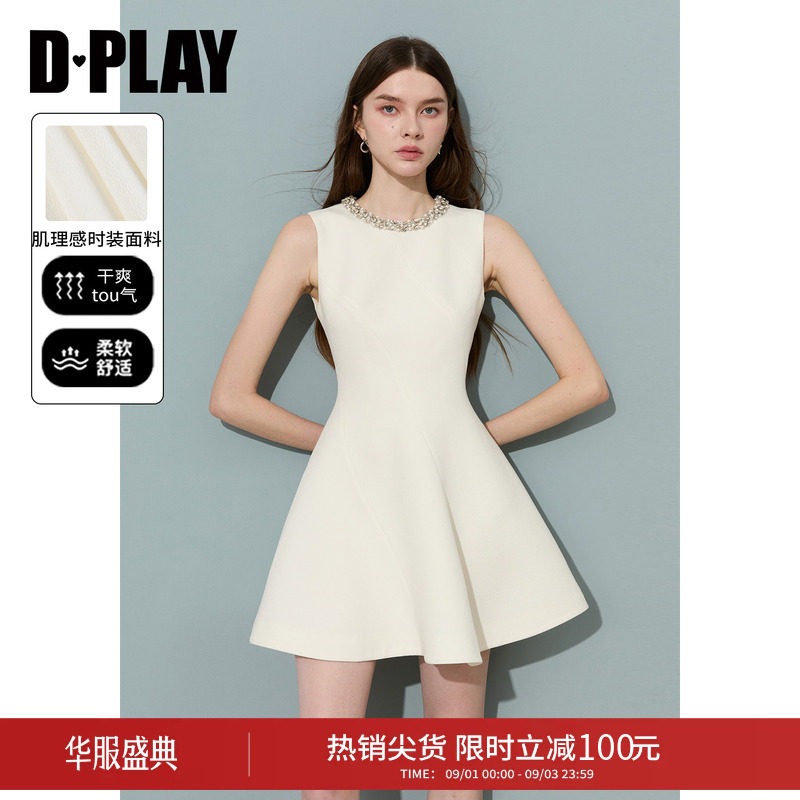 DPLAY千金礼服夏季无袖小白裙图片