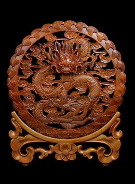 泰山福源阁桃木立体龙挂件吉祥龙专用吉祥龙吸水家居入口客厅福字