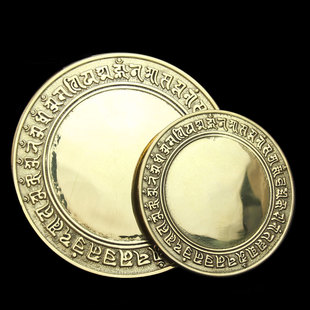 铜准提镜摆件密宗准提佛母菩萨铜平面镜子挂件结婚铜镜