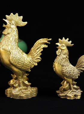 速发厅缘阁铜大摆件生肖金家元宝鸡客福钱居饰品