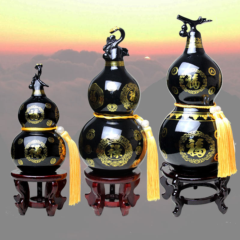 泰山宝葫芦摆件葫芦家居饰品泰山三宝缠枝莲纹葫芦