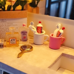 bjd配件微缩食玩浴室场景牙刷牙膏摆件 12dollhouse娃屋ob11