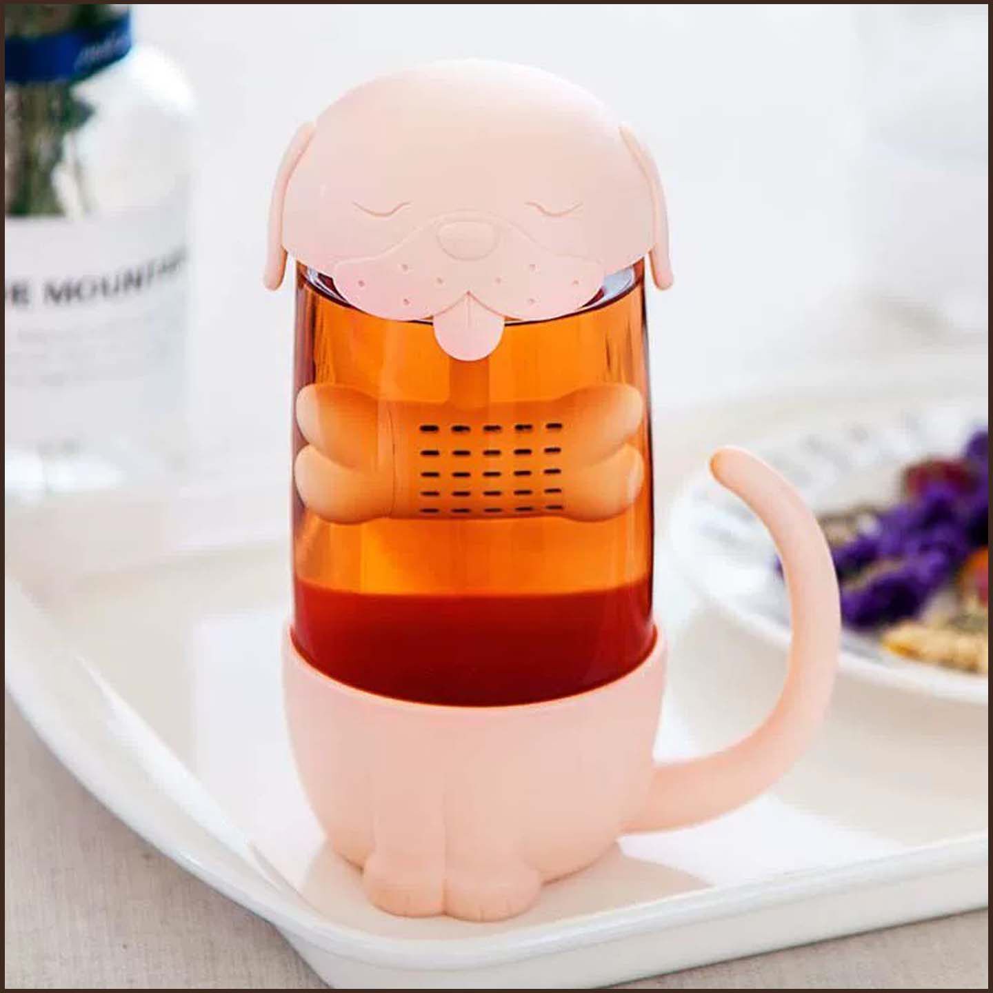简约花茶玻璃水杯卡通泡茶杯带盖