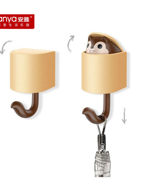 松鼠挂钩创意可爱钥匙粘胶门口玄关免打孔置物架门后墙壁粘钩