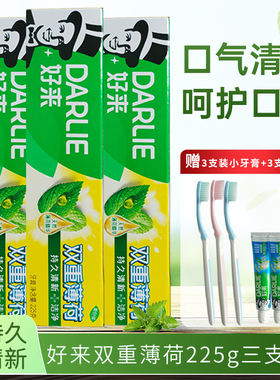 DARLIE好来(原黑人)双重薄荷牙膏225g实惠家庭装清洁牙渍清新口气