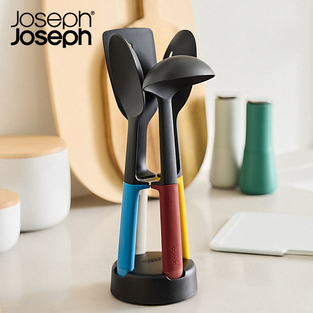 英国Joseph不粘锅铲勺套装耐热硅胶厨具多件锅铲汤勺漏勺收纳底座