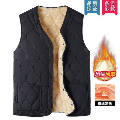 2025新款冬男士加绒加厚棉马甲中老年人内穿保暖背心爸爸男款马夹