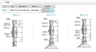 真空吸盘WEJ31-dT10-WEM31/32-J-20-B5 d13 d16 d20 d25 d32