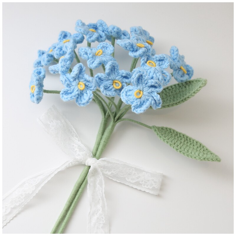 MI MA HAND-MADE FORGET-ME-NOT VELVET HAND-WOVEN BOUQUET DIY MATERIAL PACKAGE WOOL HOMEMADE GIFT FINISHED PRODUCT CUSTOMIZATION