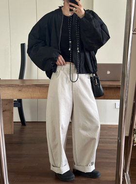 MMCC休闲百搭高腰遮跨显瘦香蕉裤弯刀裤阔腿裤长裤女