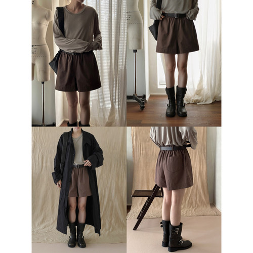 MMCC天丝棉斜纹A字短裤女 四季款休闲裤 通勤阔腿 显瘦百搭家居裤