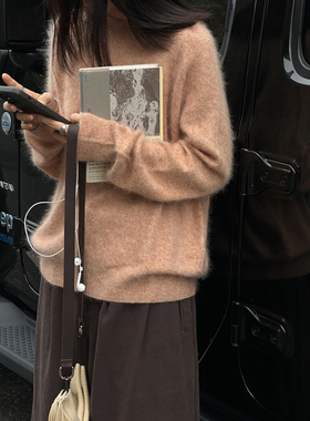 MMCC慵懒风高品质 绵羊毛山羊绒混纺圆领套头针织衫毛衫毛衣上衣