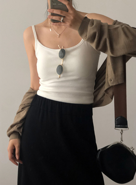 MMCC基础百搭细肩带紧身吊带背心带胸垫内搭外穿上衣女