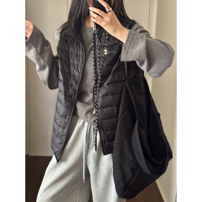 MMCC冬季简约百搭立领拉链款保暖羽绒马甲轻薄排骨羽绒服上衣