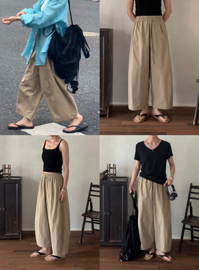 MMCC美国进口匹马棉 微廓显瘦显高宽松九分裤 高支棉卡其色薄款女