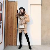 猪二哥ZHUERGE SW5050过膝靴2025年冬长靴女粗跟长筒奶茶色弹力靴