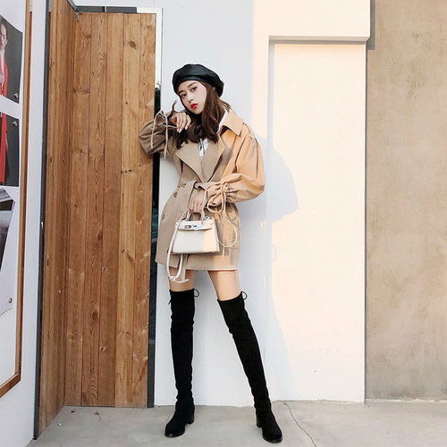 猪二哥ZHUERGE SW5050过膝靴2025年冬长靴女粗跟长筒奶茶色弹力靴