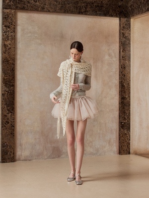 Fa sogno珐颂官方授权原创圆舞曲短裙云絮轻语外套浅纱织梦披肩