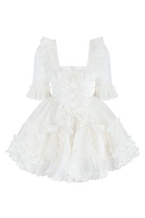 【Selkie官方授权】秋上新|玛丽王后象牙白中袖蝴蝶结花边连衣裙