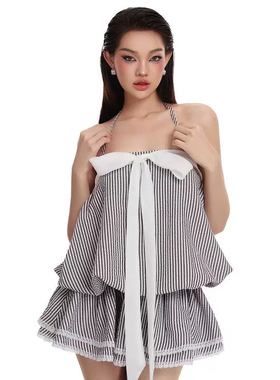 Laneci越南小众品牌白色蝴蝶结蓬蓬裙套装显瘦穿搭noneofus