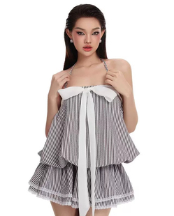 Laneci越南小众品牌白色蝴蝶结蓬蓬裙套装显瘦穿搭noneofus